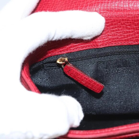 LOEWE Anagram Shoulder Bag Suede Leather Red Gold Auth sw697 - Picture 13 of 16